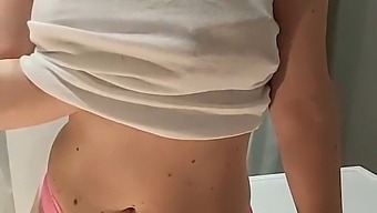 Horny Blonde Cums Hard After Masturbating In The Bathroom