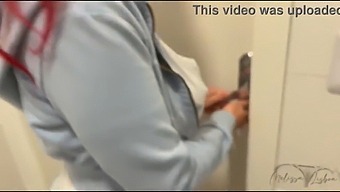 Redhead Stepson'S Big Cock Cums In Mom'S Ass In A Shop Bathroom